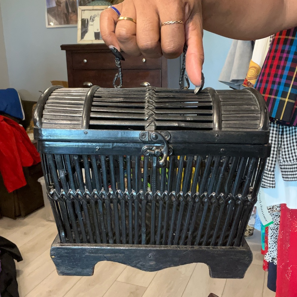Black Wicker Basket Handbag